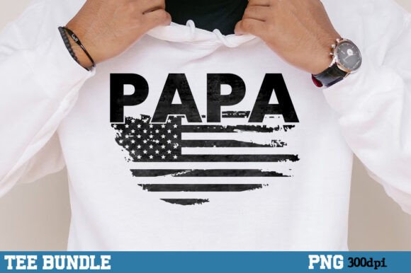 Download PAPA Vintage Design with USA Flag Tshirt - Premium Bundle