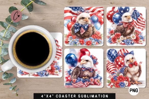 Download Cute Bald Eagle Patriotic Coaster - Bald eagle patriotic Collection