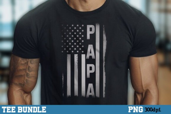 Download PAPA Vintage Design with USA Flag Tshirt - Premium Resources