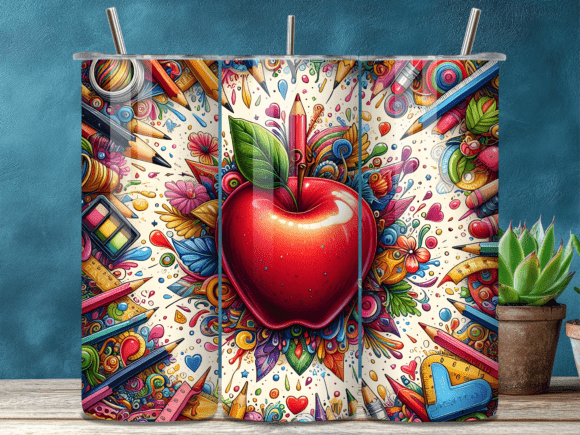 Download Teacher Apple School Pencil Tumbler Wrap - Pencil tumbler wrap Collection